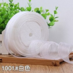 Szín: 20 mm-es organza fehér - 50 Yards 12/15/20/25/40/50mm fehér organza szalagos parti otthon Esküvői dekoráció