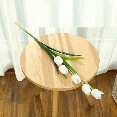 Szín: tulipán fehér - 5 fej/ág tulipán művirág valódi érintés mesterséges csokor Hamis virág esküvői