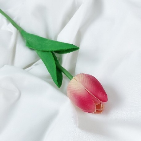 Szín: PU rózsa - 3db Mini Tulipán Művirág Real Touch Hamis virág Esküvői Virágcsokor Műselyemvirág otthoni parti