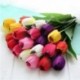 Szín: Tulipán rózsa - 1 db selyem mini tulipán művirág csokor Real Touch Tulipán Artificiales Para Decor Mini otthoni