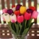 Szín: Tulipán rózsa - 1 db selyem mini tulipán művirág csokor Real Touch Tulipán Artificiales Para Decor Mini otthoni