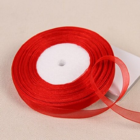 Piros szín - 45 méter/tekercs organza szalag szélesség 12 mm sifon szalag DIY kézműves kiegészítők szalag esküvői
