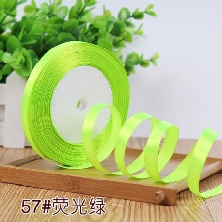 Szín: fluoreszcens zöld - 10 mm-es (22 méter/tekercs) selyem egyarcú szatén szalag Esküvői parti dekoráció
