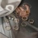 Fő kő színe: 16795 - Bohemia Retro kerek gyöngy gyűrű szett nőknek elegáns arany színű kereszthullám üreges gyöngy