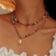 Fém szín: 44368 - Bohém színes maggyöngy Shell Choker nyaklánc Statement rövid gallérú kulcscsont lánc nyaklánc