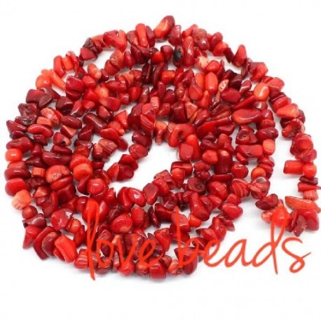 5-8mm szabálytalan természetes sötétvörös korall kő kavics laza gyöngyszál 80 cm barkács karkötő készítés
