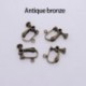 Szín: antik bronz - 10db/tétel sárgaréz csavar francia fülcsipesz fülbevaló beállítások 15*13mm cabochon talp üres