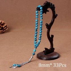 Fém színe: Pitting Blue - Iszlám Tasbih muszlim rózsafüzér gyöngyök 33 ima rózsafüzér férfiaknak karkötő