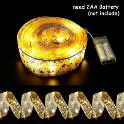 Szín: meleg arany - 50 LED 5M kétrétegű tündérfényfüzér karácsonyi szalag masni Navidad lakberendezéssel LED