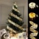 Szín: meleg arany - 50 LED 5M kétrétegű tündérfényfüzér karácsonyi szalag masni Navidad lakberendezéssel LED