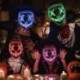 Piros szín - LED Halloween maszk Világító fény a sötétben Szempillaspirál Party Neonfény Maszk jelmez Cosplay Maszkok