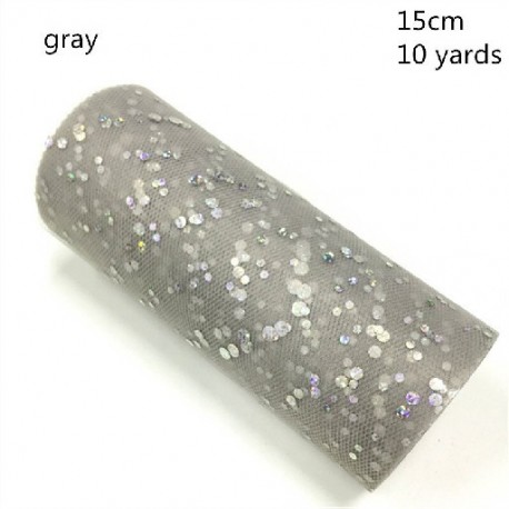 Szín: szürke - 10 yards 15 cm-es csillogó flitter tüll tekercs esküvői dekoráció arany lézeres partikellékek organza