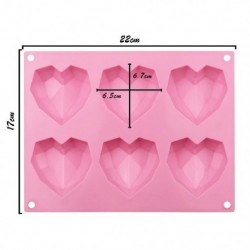 Szín: PINK-6 - 6 lyuk szív alakú 3D szilikon csokoládé zselé cukorka sütemény sütőedény forma barkács cukrászda
