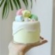 Szín: világos rózsaszín - 4 hüvelykes mesterséges fondant torta modell agyag kellékekkel hamis desszert kék/rózsaszín