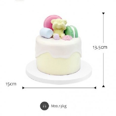 Szín: világos sárga - 4 hüvelykes mesterséges fondant torta modell agyag kellékekkel hamis desszert kék/rózsaszín
