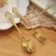Szín: arany kanál - 6db Royal Spoon Villa Szett Arany Rozsdamentes Acél luxus étkészlet Ezüst edény Ajándék jég