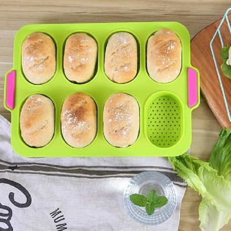 Szín: zöld - 8 rács otthoni barkácsolás sütés tapadásmentes francia szilikon hamburger hőálló rugalmasság praktikus