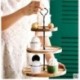 Szín: B 2 Tier - 2/3 szintes levehető tortaállvány fából készült európai stílusú sütemény cupcake party