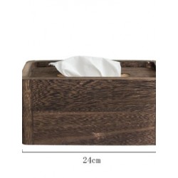 Szín: nagy - Egyszerű tömörfa papírzsebkendő doboz tekercs papírtálca Otthoni szállodai szalvéta tálca Retro égetett
