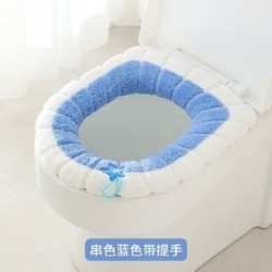 Szín: kék fogantyúval - Univerzális WC-ülőke vastagított szőnyeg Puha, melegen mosható otthoni táskához Coral WC