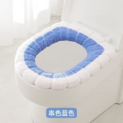 Szín: kék - Univerzális WC-ülőke vastagított szőnyeg Puha, melegen mosható otthoni táskához Coral WC-fedél