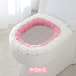 Szín: rózsaszín - Univerzális WC-ülőke vastagított szőnyeg Puha, melegen mosható otthoni táskához Coral WC-fedél