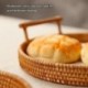 Szín: S - Handanyaman Rotan Penyimpanan Nampan dengan Pegangan Kayu Putaran Anyaman Makan Malam Melayani Nampan Keranjang Roti