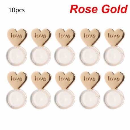 Szín: Rose Gold - 10/20 db Heart Love Magic fülbevaló Emelő fülbevaló Emelő hát Állítható hipoallergén fülbevaló