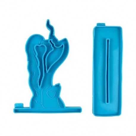 Szín: kék - Csókolózó pár szilikon forma, epoxigyanta alapforma, kreatív otthoni dísz, romantikus Valentin-napi szobor