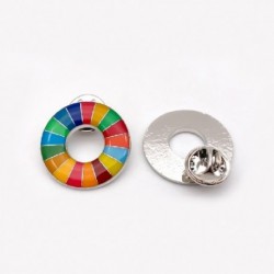 Fém színe: A - 1 db kerek mágnes Sdg – Fenntartható Fejlődési Célok ENSZ-képviselő bross, divatos szivárványtűk