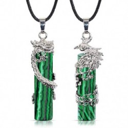 Fém szín: LG - 2 db Crystal Dragon Phoenix hozzáillő pár nyaklánc hengeres Yin Yang medál nyaklánc Sugárzás
