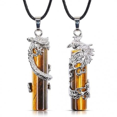Fém színe: VAGY - 2 db Crystal Dragon Phoenix hozzáillő pár nyaklánc hengeres Yin Yang medál nyaklánc Sugárzás