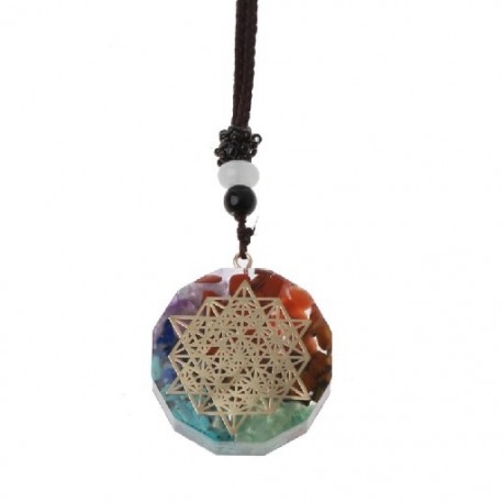 Fém szín: 2284 - 1 db Orgone medál nyaklánc Metatron kocka Orgonite energia medál 7 csakra Reiki gyógyító EMF védelem