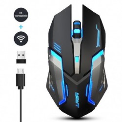 RGB vezeték nélküli egér 2.4G Bluetooth újratölthető egér némítás irodai számítógép egerek LED