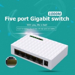 Szín: EU csatlakozó - 5 portos asztali gigabites hálózati kapcsoló 10/100 / 1000 Mbps Ethernet kapcsoló adapter gyors RJ45