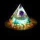 Szín: Színes fény - Resin Art kijelző fa fényű alap LED állítható orgone piramis kijelző állvány 12 színű RGB LED