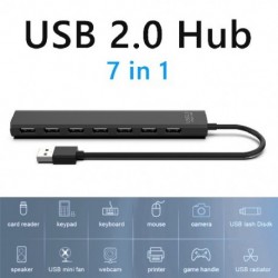 Szín: USB 2.0 - USB HUB 3.0 Multi USB Splitter Adapter 5Gbps nagy sebességű 7 portos USB bővítő Lenovo Xiaomi Macbook Pro