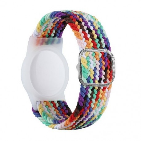 Szín: szivárvány - Gyermek csuklópánt Apple AirTaghez Nylon fonott pánt könnyű tartó karcolásgátló karkötő