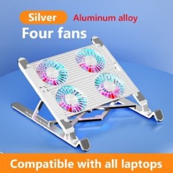 Szín: alumínium 4 ventilátor - Laptop hűtőpárna 4 ventilátorral Összehajtható laptopállvány Macbook Pro notebook