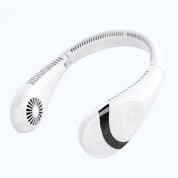 Szín: 5000 mAh fehér - Hordozható akasztós nyakú ventilátor Penge nélküli ventilátor USB újratölthető némító