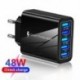 Szín: EU dugó fekete - 48 W-os USB töltő gyorstöltő 5 portos USB mobiltelefon töltő iPhone 12 13 Max készülékhez