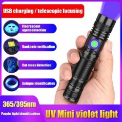 UV LED zseblámpa 365 nm ultraibolya zseblámpa ellenőrző lámpa nagyítható alumínium ötvözet USB újratölthető