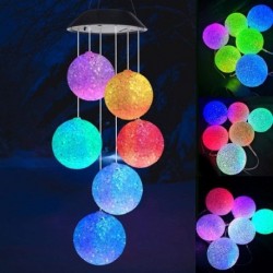LED-es napelemes szélcsengő színváltó kristálygömb kolibri szélcsengő lámpa vízálló függő napelemes lámpa