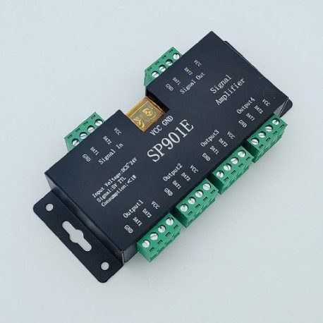 Fekete szín - DC5V-24V LED jelerősítő SP901E SPI vezérlő 4 csatornás csoport erősítő WS2812 2811 2813 pixel RGB LED