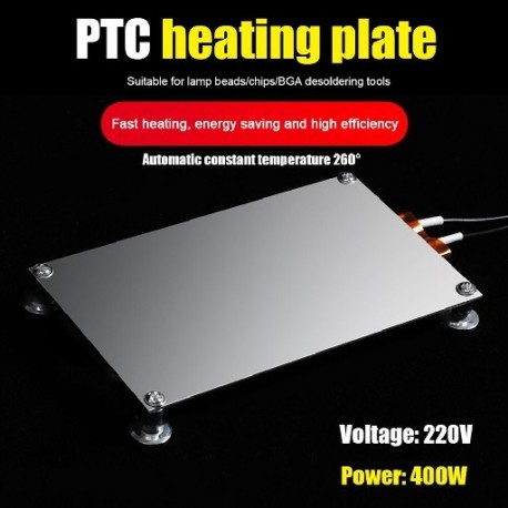 Szín: 220V 400W - 400 W PTC fűtőlemez chip BGA forrasztógolyós osztott alumínium LED eltávolító hegesztőállomás PTC