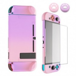 Szín: E - Rózsaszín dokkolható védőtok Nintendo Switch Joy-Con kontrollerhez kemény tok Shell színes fedőüveg