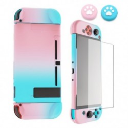 Szín: F - Rózsaszín dokkolható védőtok Nintendo Switch Joy-Con kontrollerhez kemény tok Shell színes fedőüveg