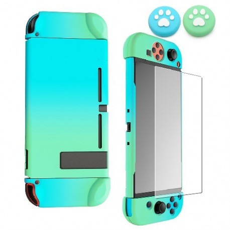 Szín: H - Rózsaszín dokkolható védőtok Nintendo Switch Joy-Con kontrollerhez kemény tok Shell színes fedőüveg