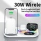 Csatlakozó típusa: fehér - 30 W 4 az 1-ben Qi vezeték nélküli töltő dokkolóállomás gyorstöltő állvány iPhone 13