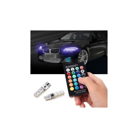 2db  6SMD RGB LED T10 5050 többfényű autós karok távvezérlő izzók